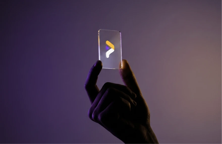 Placementstream logo held on a translucent glass card